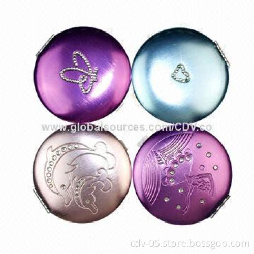 Makeup mirrors, made of stainless steel caps with various special patterns finish